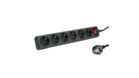 6-Drożna Listwa Zasilająca Roline Z Wyłącznikiem, Czarna, 10 M
