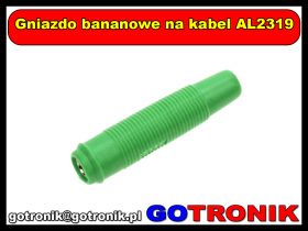 Gniazdo bananowe na kabel AL2319 zielone