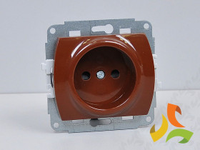 TREND Gniazdo pojedyncze bez uziemienia (przesłony torów prądowych) brązowy 4GP-1p KARLIK