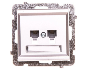 SONATA Gniazdo telefoniczne podwójne RJ11 niezależne srebro mat GPT-2RN/m/38