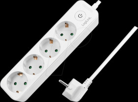 LPS245 Socket strip, 4 sockets, 1,5 m, with switch, white