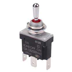 On-Off-(On) Momentary Sealed 12mm Toggle Switch SPDT 12A IP68