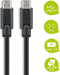 66509 USB-C 3.0 cable 3 m, black