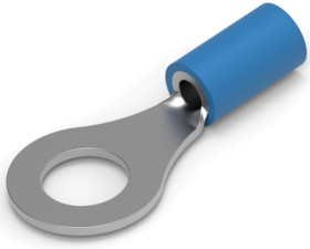 Insulated ring cable lug, 1.0-2.6 mm², AWG 16 to 14, 6.73 mm, M6, blue, 34162