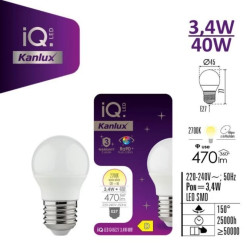 Żarówka LED E27 IQ-LED G45E27 3,4W-WW 470lm 2700K barwa ciepła Ra90 3 lata Gwarancji kulka 36691