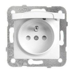 Panasonic LINNERA S Gniazdo pojedyncze z/u zprzesłonami z klapką biały 91440070