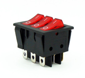 KCD3-303L przełącznik kołyskowy potrójny podświetlany 230V, stabilny ON-OFF