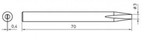 Soldering tip, chisel shaped, (T x L x W) 0.4 x 70 x 3 mm, SPI40225