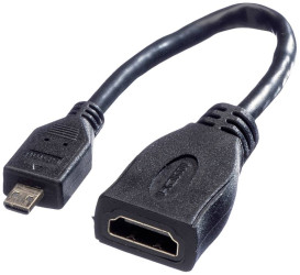 Value HDMI kabel Gniazdo HDMI-A, Złącze HDMI Micro D 0.15 m czarny 11.99.5584 ekranowanie Kabel HDMI