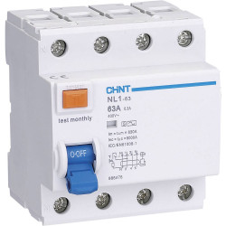 Chint 200367 RCCB 4-Pin 63A Fault Current Device Type A Earth Protection