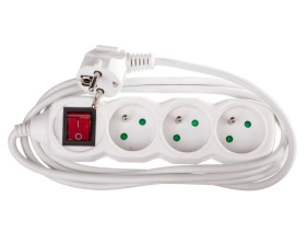 Przedłużacz z wyłącznikiem 3-gniazda z/u 2m /H05VV-F 3G1/ biały P1312
