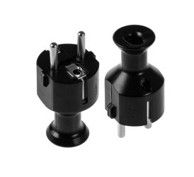 Wtyczka sieciowa czarna prosta WT-40 ZU CB-80579