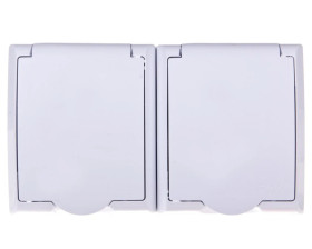 FALA Gniazdo hermetyczne podwójne z/u IP44 z przesłonami klapka biała GNH-2HZP/00/w