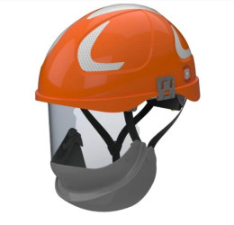 HUBIX SECRA H058S F113.OSE2 Pomarańczowy hełm elektroizolacyjny, osłona twarzy klasy 2 Box‑test, do 20 kV AC / 1,5 kV DC