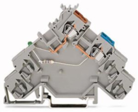 4-wire initiator supply terminal, spring-clamp connection, 0.08-2.5 mm², 2 pole, 20 A, gray, 280-584/281-483