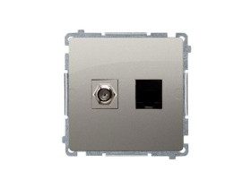 SIMON BASIC Gniazdo antenowe typu "F" + RJ45 kat.6 (moduł) satynowy BMAFRJ45.01/29 KONTAKT SIMON