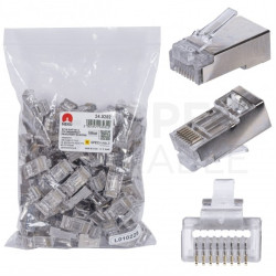 Wtyk modularny RJ45 8P8C kat.6 ekranowany FTP uniwersalny drut linka przelotowy NEKU opakowanie WORECZEK 100szt.