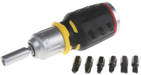 Zestaw wkrętak z grzechotką + końcówki, Phillips, Pozidriv, Slotted, Płaskie: 5 mm, Płaskie: 6,5 mm, Phillips: PH1,