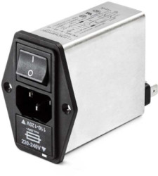 IEC inlet filter C14, 50 to 400 Hz, 10 A, 250 VAC, 600 µH, faston plug 6.3 mm, FN1394-10-05-11