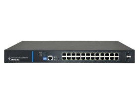 Zarządzalny przełącznik L2 (switch) 24 porty RJ45 PoE+ 1Gb/s + 2 porty SFP Uplink 1Gb/s + 1 port konsolowy RJ45 AVIZIO