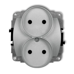 TREND Gniazdo podwójne b/u srebrny metalik 7GPR-2p