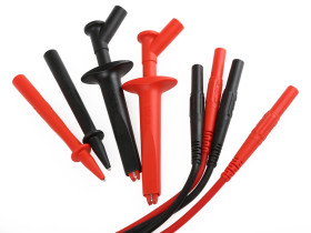 Zestaw przewodów pomiarowych, zawartość: Uchwyt szczękowy x 2, sonda x 2, przewód pomiarowy x 2