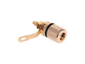 Gniazdo bananowe montażowe czarne złote metal