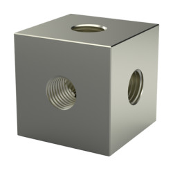 Mounting cube, brass, nickel-plated, (L x W x H) 12 x 12 x 12 mm, 05.60.534