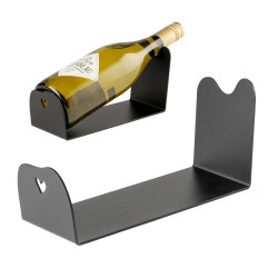 Metalowy stojak na wino z serduszkiem - czarny