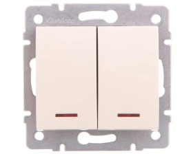 LOGI Łącznik zwierny podwójny LED śrubowy 10AX 250V kremowy 021023103 25130