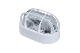 Oprawa kanałowa OVAL-7040 STYL, E27, 60W, biała-polipropylen, klosz przeźroczysty-szkło, IP44 , siatka plastikowa A1190