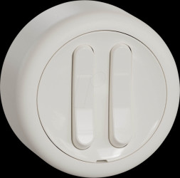 WDE015826 Double changeover switch, surface, complete, white, round, Renov