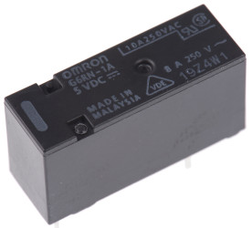 Przekaźnik mocy 5V dc SPST Omron, montaż PCB 114Ω Otwór przezierny
