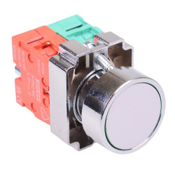 Techna PtecMetPNWhite White Flush Push Button Switch Metal 10A 1NO-1NC