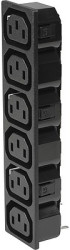 Panel socket 6-fold F, 3 pole, snap-in, solder connection, black, 0909.0041