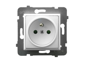 ARIA Gniazdo pojedyncze z uziemieniem z przesłonami torów prądowych biały GP-1UZP/m/00 OSPEL
