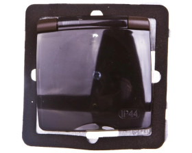KARO Gniazdo bryzgoszczelne z/u Schuko IP44 klapka przezroczysta czekoladowy metalik GPH-1SS/m/40/d