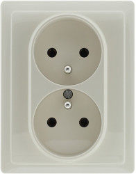 VENA Gniazdo podwójne z uziemieniem 2x2P+Z kompletne z ramką krem 510336