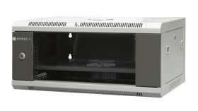 Szafa wisząca niedzielona 19 4U, drzwi blacha/szkło, ściągane osłony boczne z zamkiem,600×450×280 szer./gł./wys. mm RAL: szafa