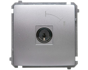 Simon Basic Łącznik chwilowy jednobiegunowy z kluczem 2 pozycyjny 0-I 1Z srebrny mat BMP1K.01/43