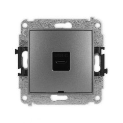 ICON Mechanizm gniazda pojedynczego 1xUSB C-C, bez pola opisowego grafitowy 11IGUSBBO-7