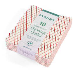 Fyburs FYCC10RD Plant-based Cleaning Cloths &#x2013; Red Pack of 10