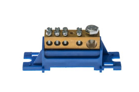 Zacisk ochronny 1x35, 4x16 niebieski bez pokrywy na szynę TH35 E.4124P-BP