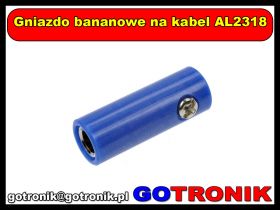 Gniazdo bananowe na kabel AL2318 niebieskie