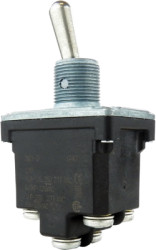 Toggle switch, metal, 2 pole, latching, On-On, 15 A/250 VAC, silver-plated, 2NT1-3