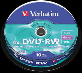 43552 DVD-RW 4.7 GB, matt, spindle pack of 10