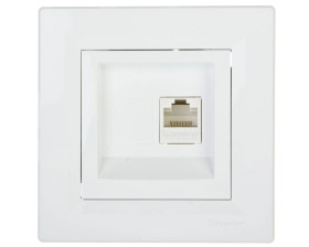 Gniazdo komputerowe Asfora pojedyncze RJ45 kat.6 białe z ramką EPH4700121