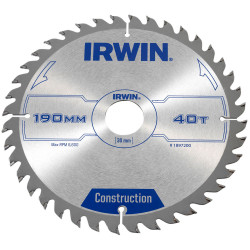 IRWIN&#xAE; 1897200 Construction Circular Saw Blade 190 x 30mm x 40T ATB