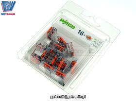 SzybkozĹÄczka 2x0,2-4mm2 transparentna pomaraĹczowa x16szt. WAGO 221-412