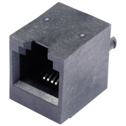 BEL Stewart SS65600-002F Modular Bush 6P4C Vertical Socket Black Unshielded